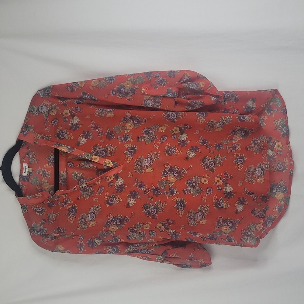 Teen bell floral orange top sz Med